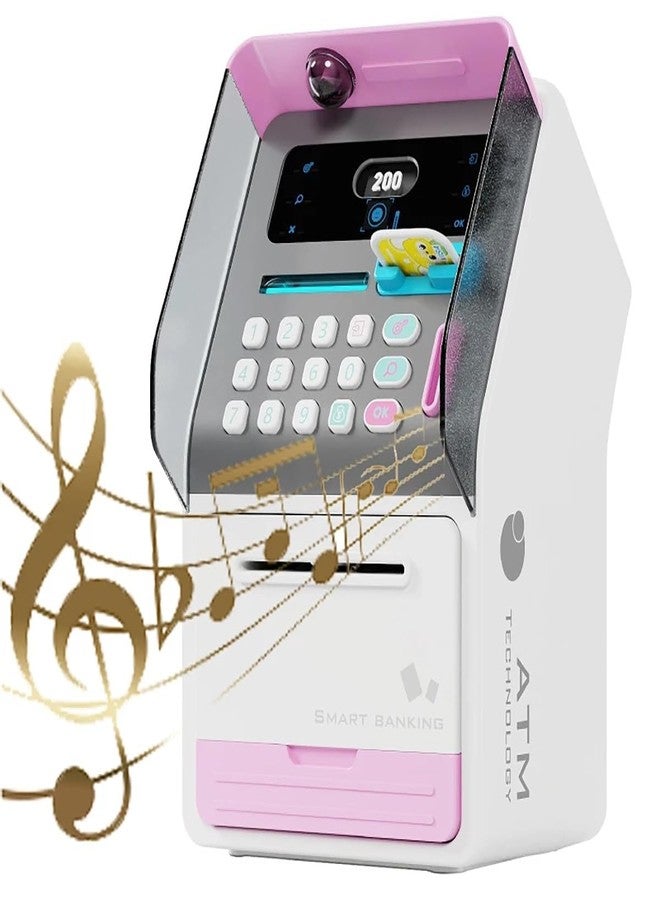 حصالة نقود موسيقية للأطفال على شكل خنزير مع بطاقة صراف آلي شخصية، مزودة بخاصية التعرف على الوجه (عبوة من قطعة واحدة) - لون وردي - Image 5